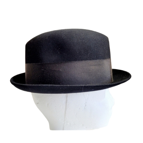 Vintage Adam Fifth Avenue New York Black Trilby Hat Size 6 3/4 - Picture 3 of 13